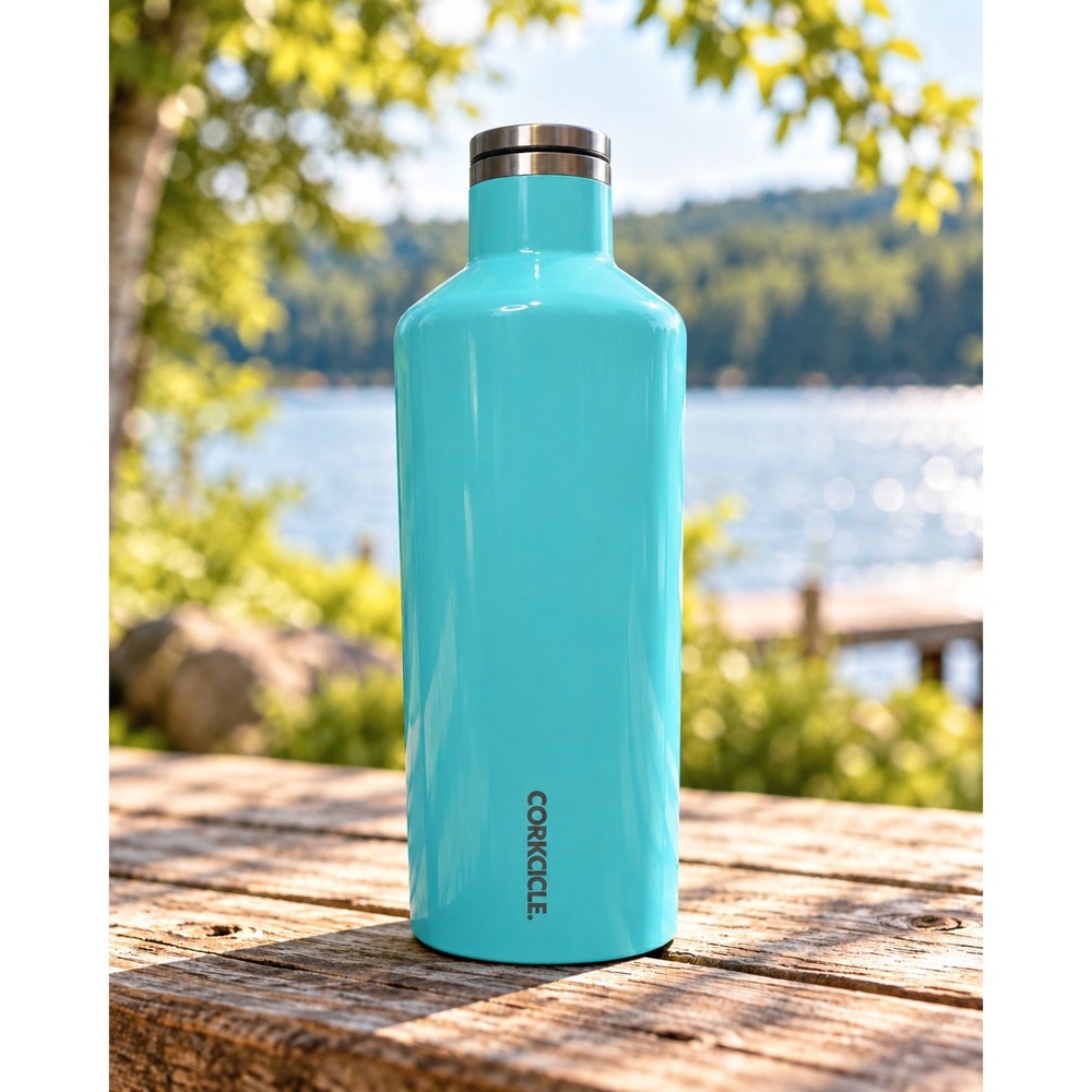 Corkcicle 60 oz Turquoise Insulated Stainless Steel Canteen Water Bottle